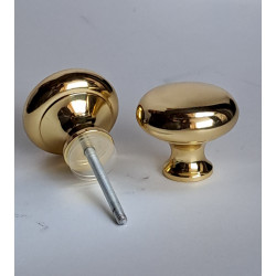 Комплект ручек латунных d 50 мм для дверей. Цельнолитые рукоятки "полированная латунь" 