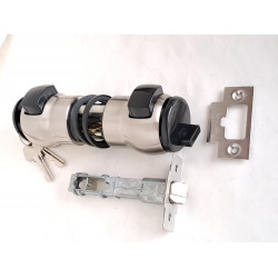 Ручка дверная " с кнопкой" Китай.  матовая сталь . С ключом