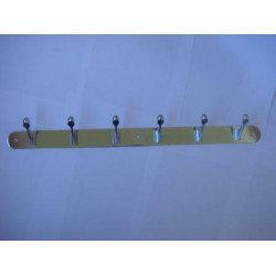 Вешалка "рядная" 6 крючков на планке. ( "матовый хром") 505 мм