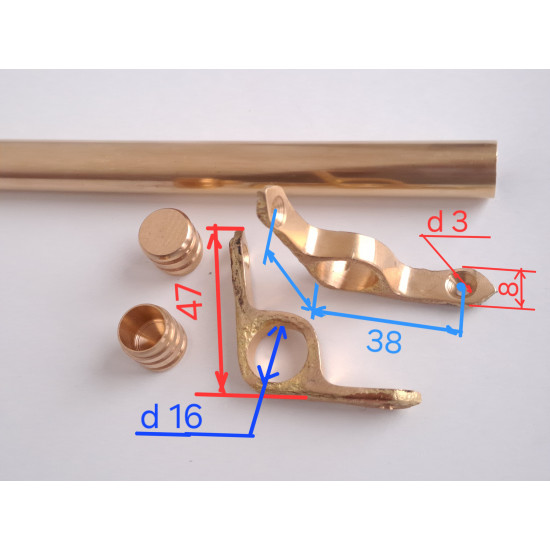 Ковродержатель латунный " PTL " 1 метр Трубка d 16 мм С наконечниками