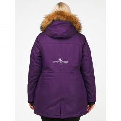 Женская зимняя парка большого размера темно-синего цвета 1964TS