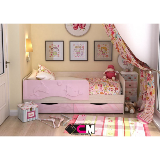 Кровать Алиса КР812 800*1600 Розовый металлик
