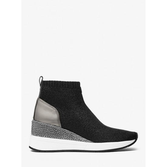 Skyler Embellished Metallic Stretch Knit Sock Sneaker