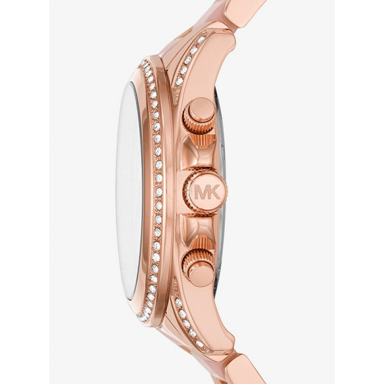 Oversized Blair Pavé Rose Gold-Tone and Acetate Watch